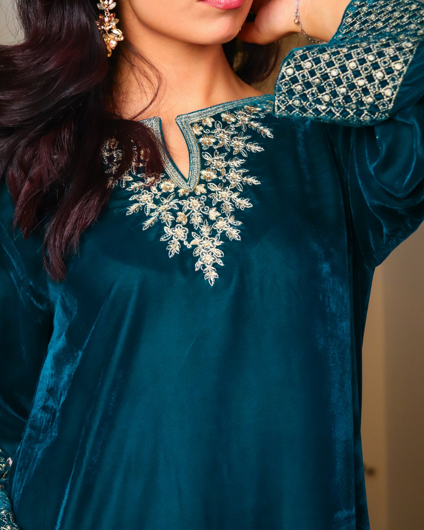 Zinc Blue Velvet Dress