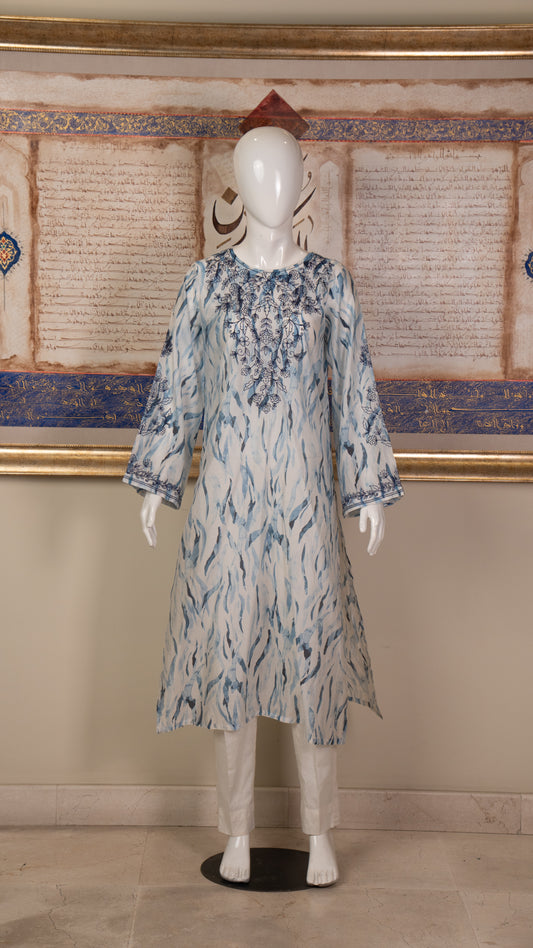 Embroidered Silk Lawn Shirt