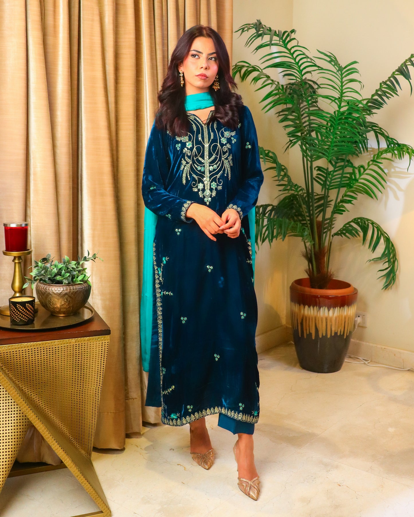 3 Piece Embroidered Velvet Dress Taarkashi by S Ali 3 Piece Embroidered Velvet Dress Taarkashi by S Ali