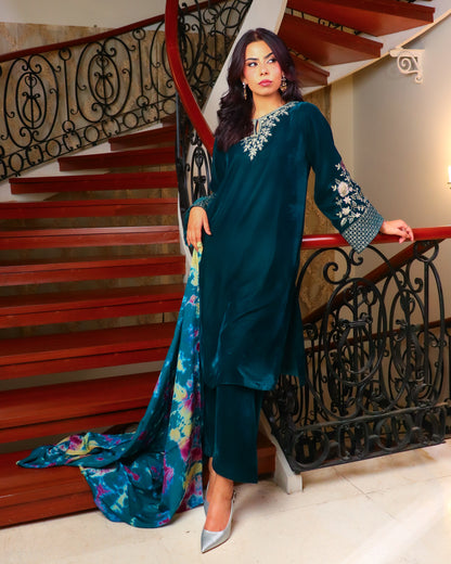 Zinc Blue Velvet Dress