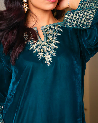 Zinc Blue Velvet Dress